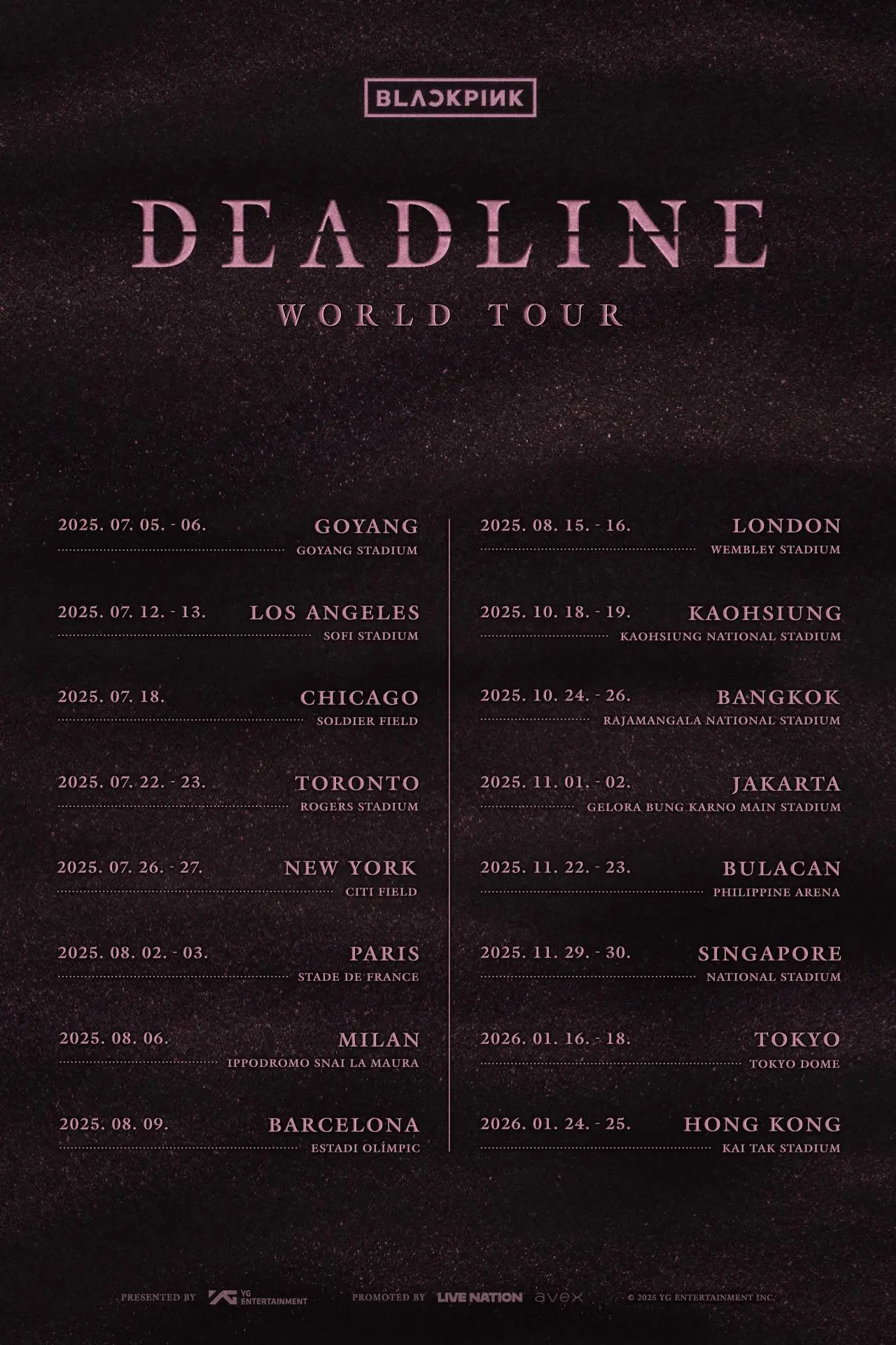 ไทม์ไลน์เวลา คอนเสิร์ต BLACKPINK ไต้หวัน