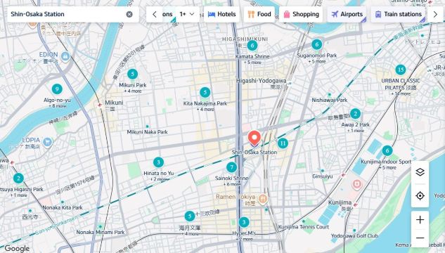 Shin Osaka Station location map