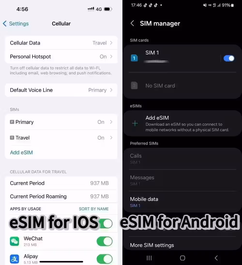 eSIM Installation Steps for iPhone and Android