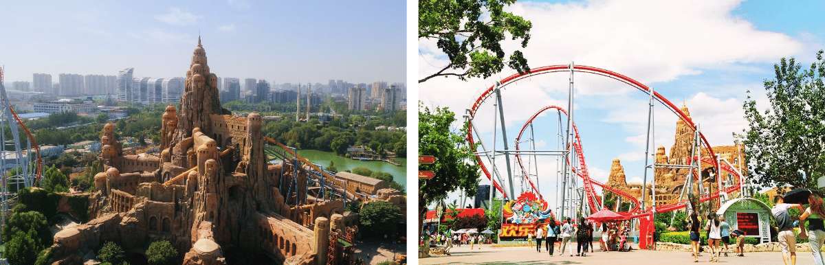 Achterbahnen und Attraktionen im Happy Valley Beijing