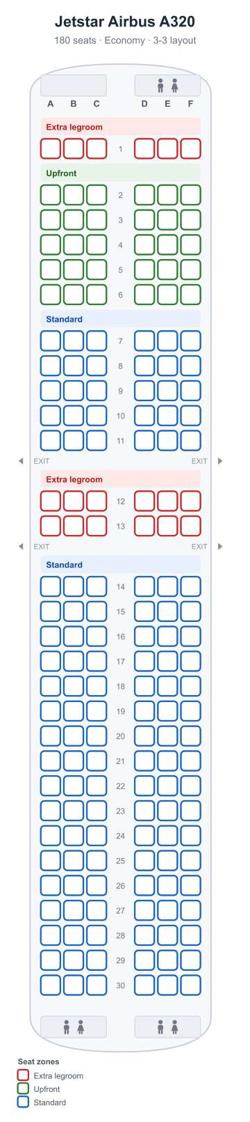 Jetstar Seat Map |  A320