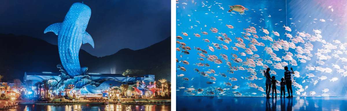 Themenbereiche des Chimelong Ocean Kingdom in Zhuhai