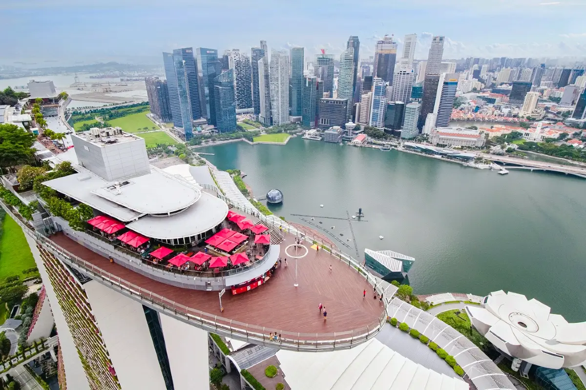 A birds eye view of marina bay sands skypark