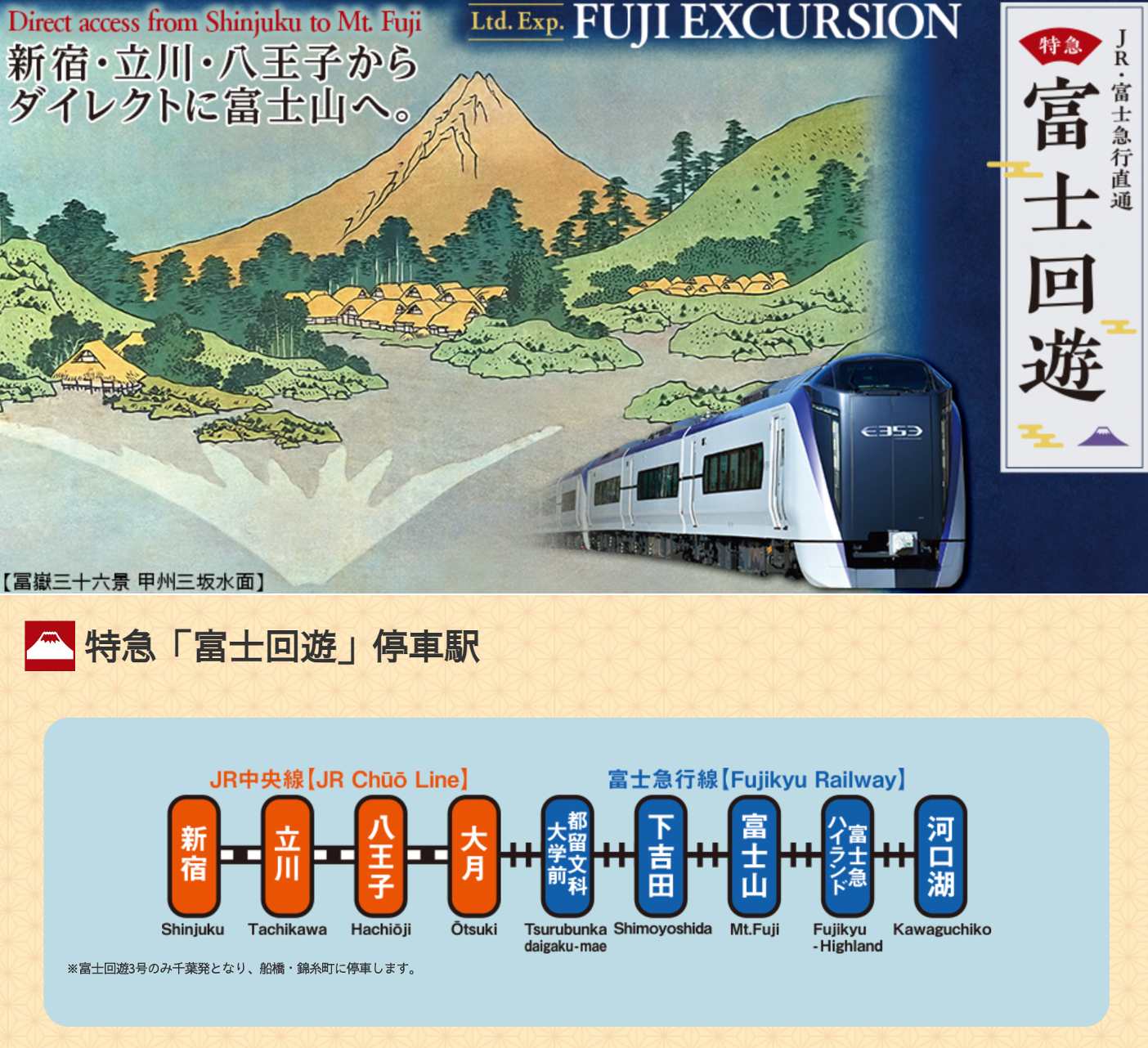 河口湖 | JR  特急電車「富士回遊」