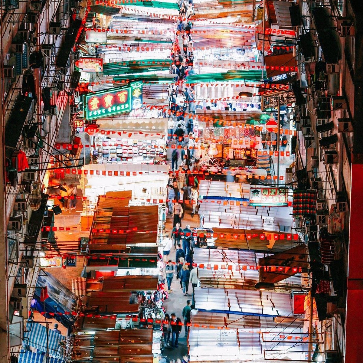 A birds eye view of temple street night market