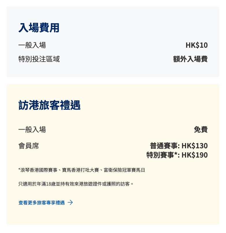 沙田馬場  門票購買方式、票價範圍