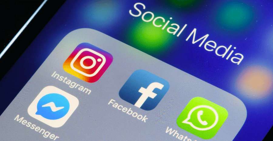 Aplicaciones de redes sociales como Instagram, Facebook, Messenger y WhatsApp en un smartphone