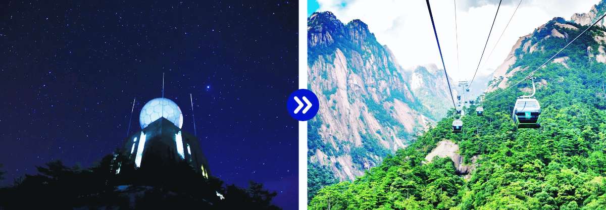 Huangshan observatory and cable car