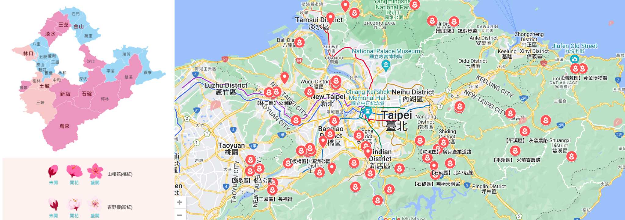 台北櫻花 | 地圖