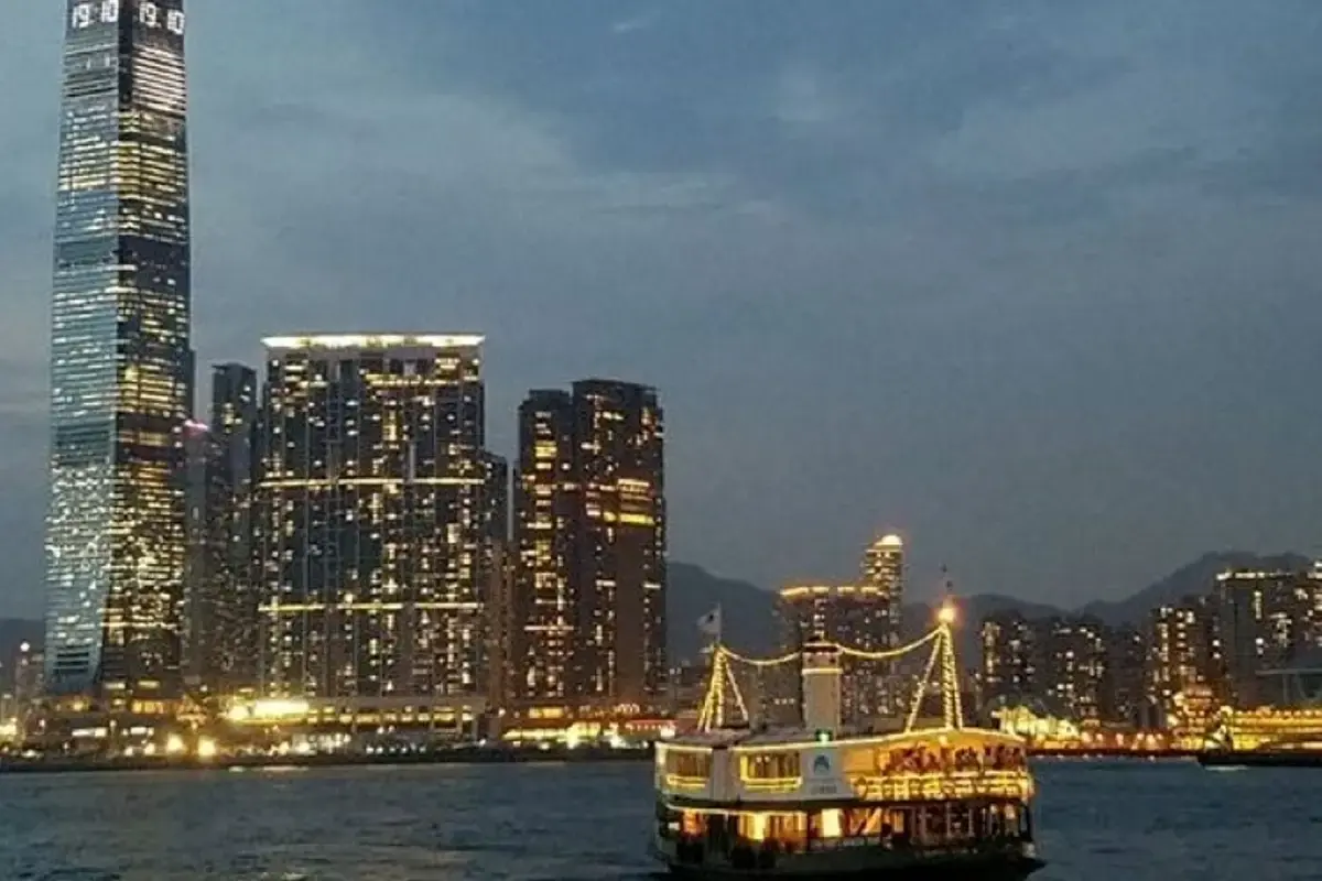 night scene on Star Ferry Ride