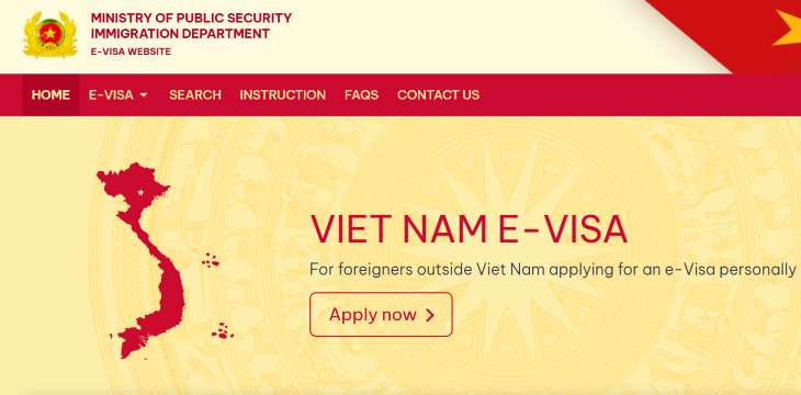Official Vietnam e-Visa application website homepage