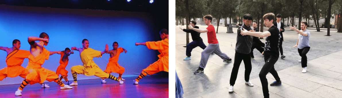 Dimostrazione di monaci Shaolin e lezioni di kung-fu per studenti stranieri