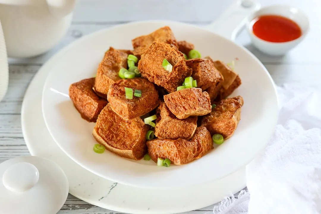 A plate of stinky tofu