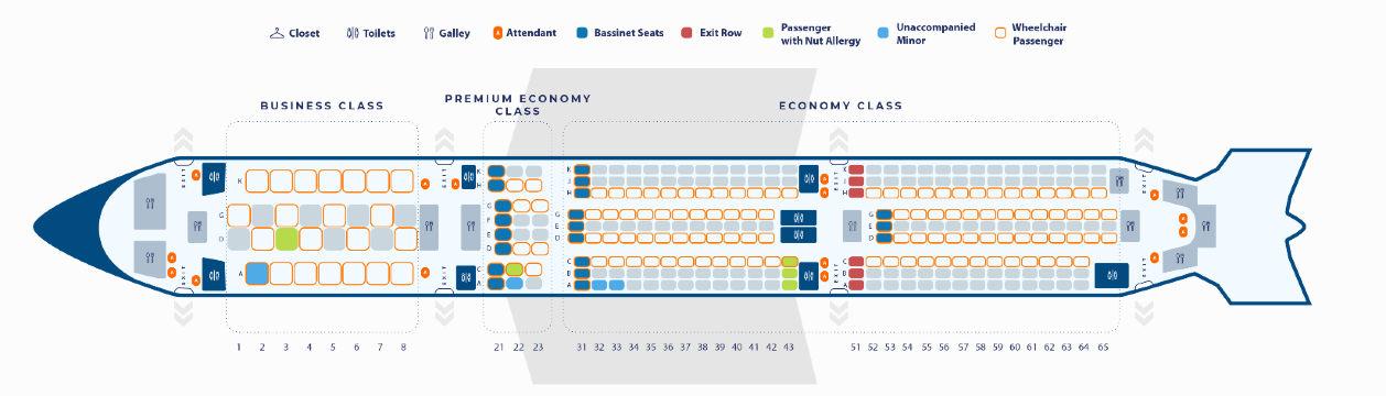Philippine Airlines Business Class Seat Map