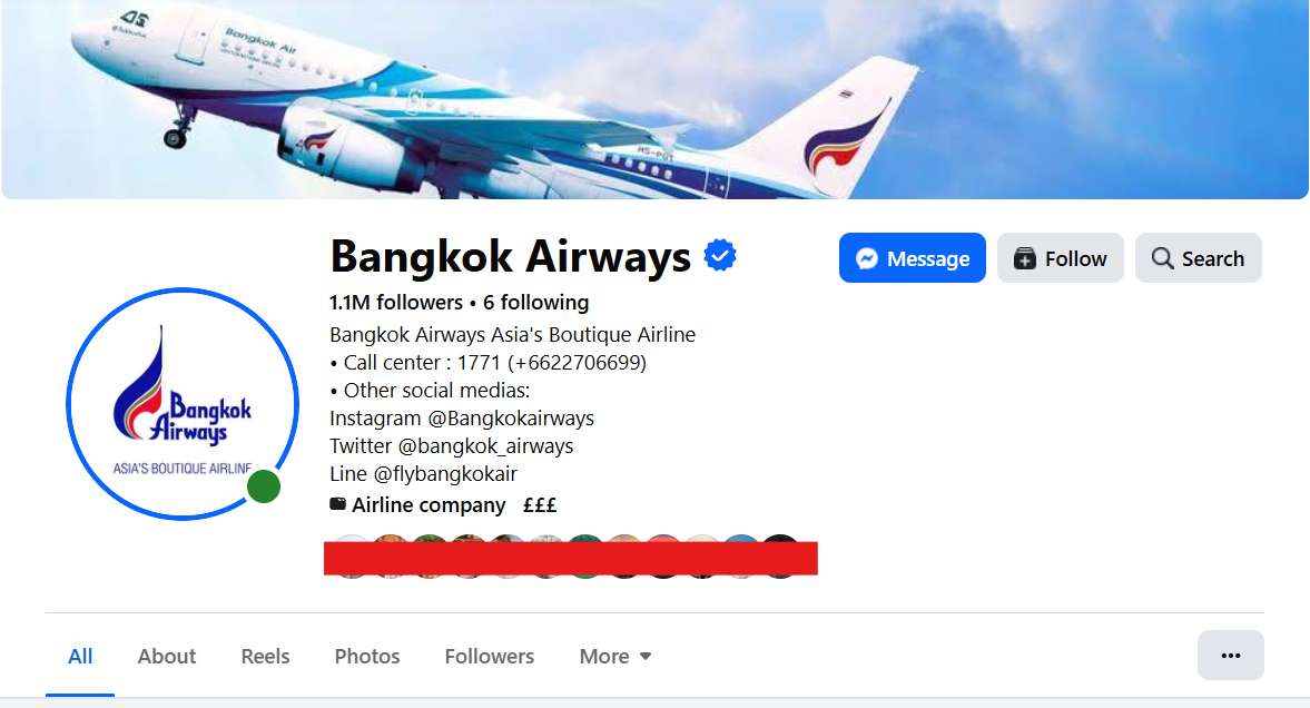 โซเชียลมีเดียของ Bangkok Airways