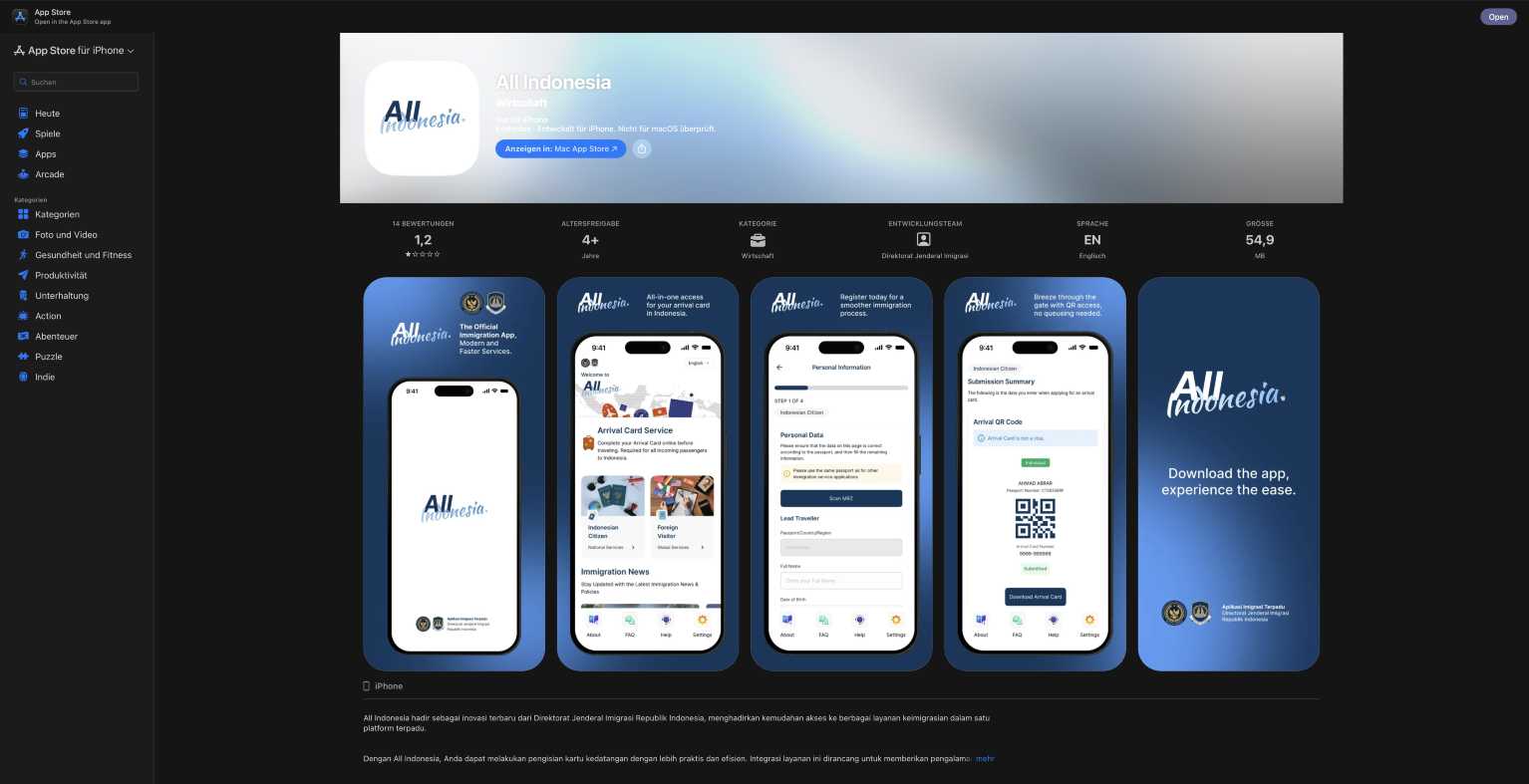 Du kannst dir deine Indonesien ArrivalC ard auch mithilfe einer App erstellen