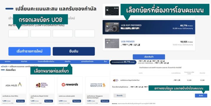 วิธีแลกไมล์ UOB การบินไทย