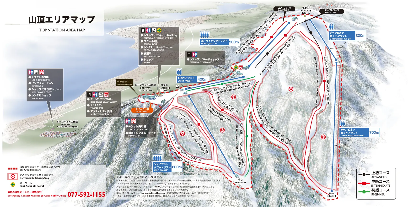 Biwako Valley Ski Resort, Ski Runs