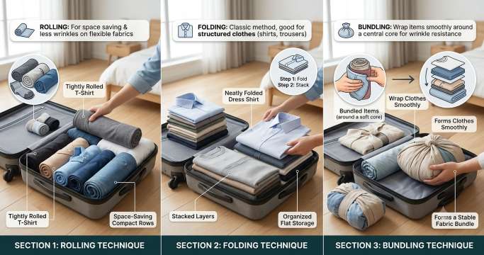 Mastering Packing Techniques: Rolling, Folding and Bundling