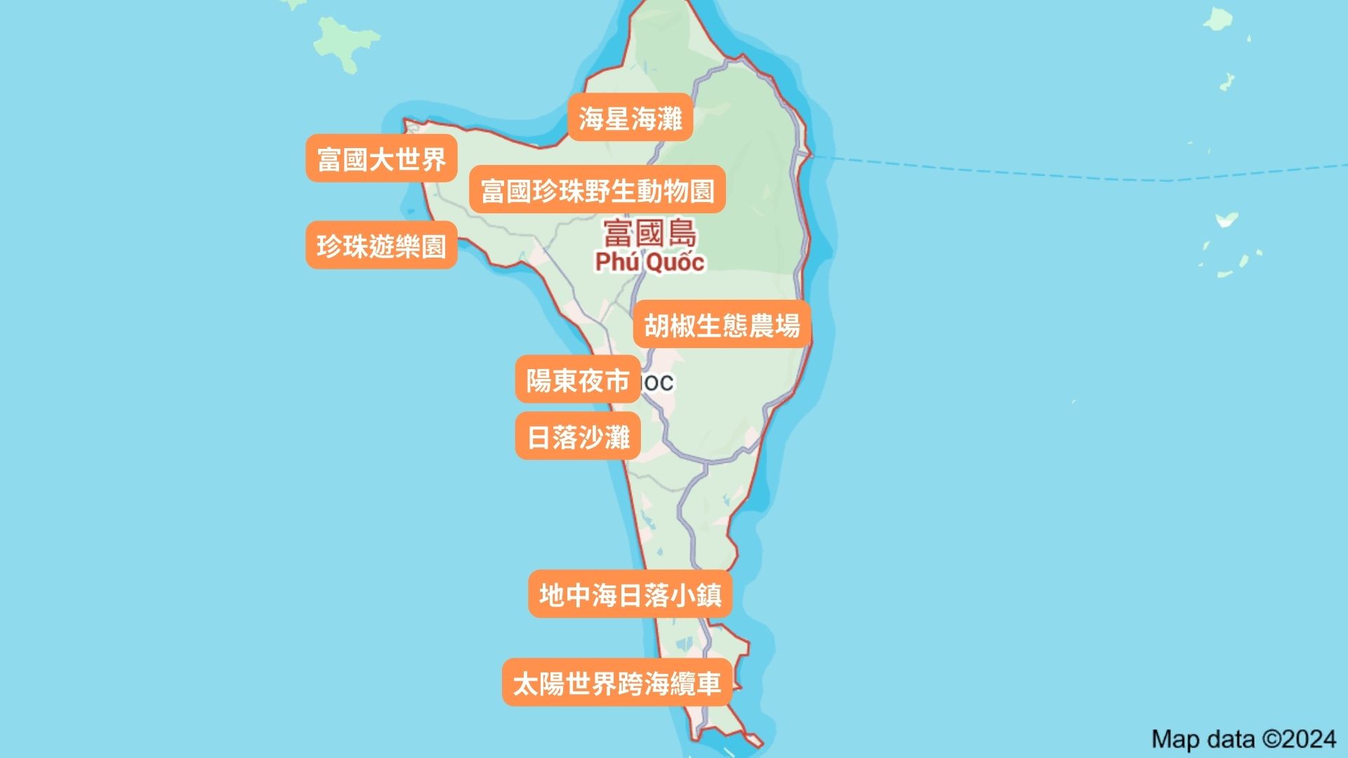 富國島景點地圖