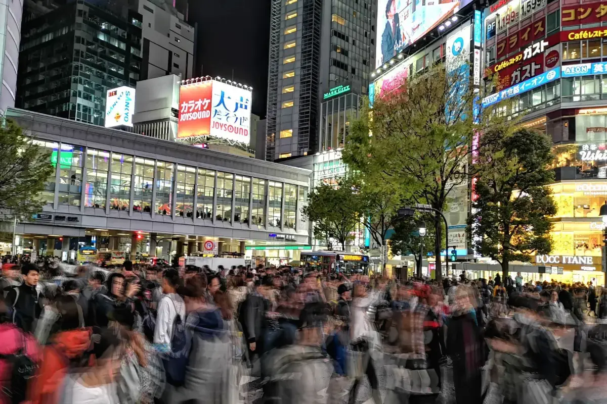 busy pedestrians at Shibuya Crossing