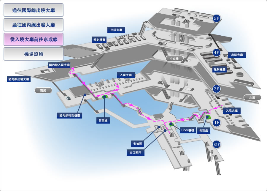 成田機場第一航廈前往京成電鐵 Skyliner