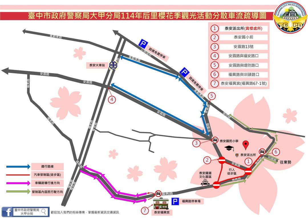 泰安櫻花季交通管制