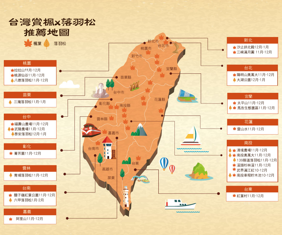 台灣紅葉地圖