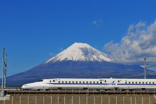 Nozomi Shinkansen passing Mount Fuji