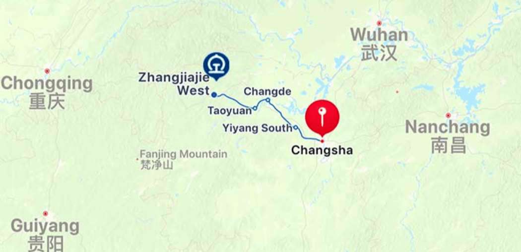 Hochgeschwindigkeitszugstrecke zwischen Changsha und Zhangjiajie West in China