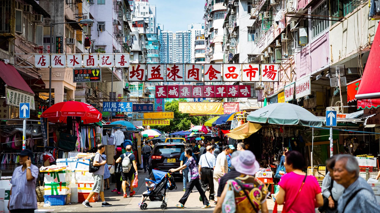 The busy street markets of Hong Kong
