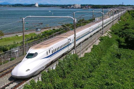 Tokaido Nozomi Shinkansen bullet train in Japan