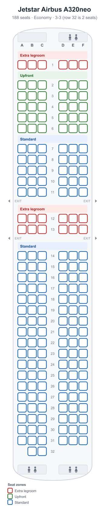 Jetstar Seat Map |  A320neo