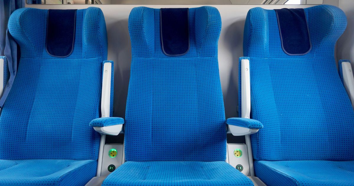 Empty seats inside a high-speed train