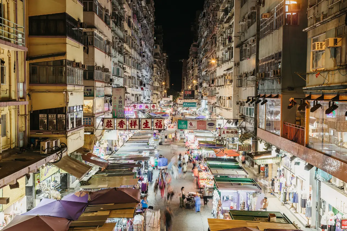 night scene at Ladies’ Market