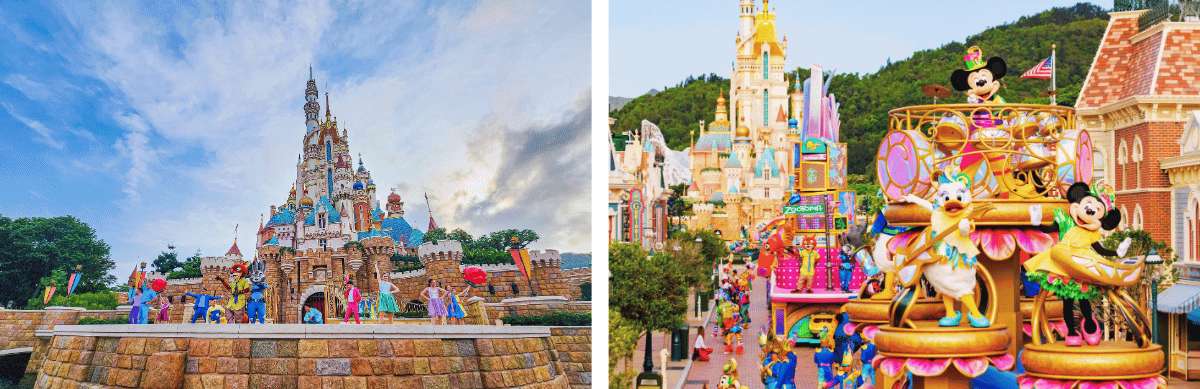 Schloss und Parade im Hong Kong Disneyland