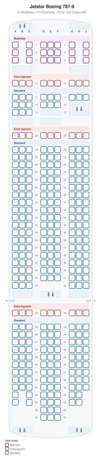 Jetstar Seat Map |  Boeing 787-8
