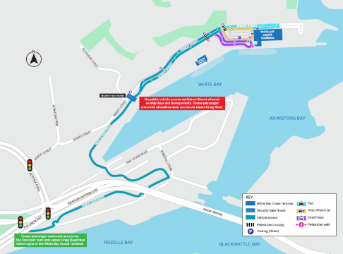 Map of White Bay Cruise Terminal Access