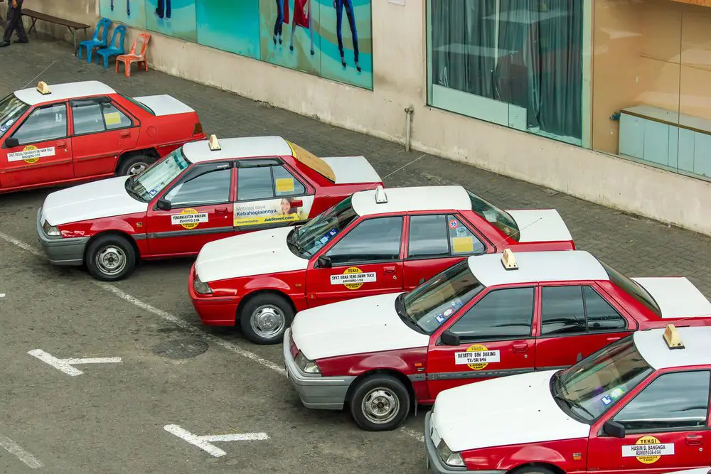 A row of taxis lined up