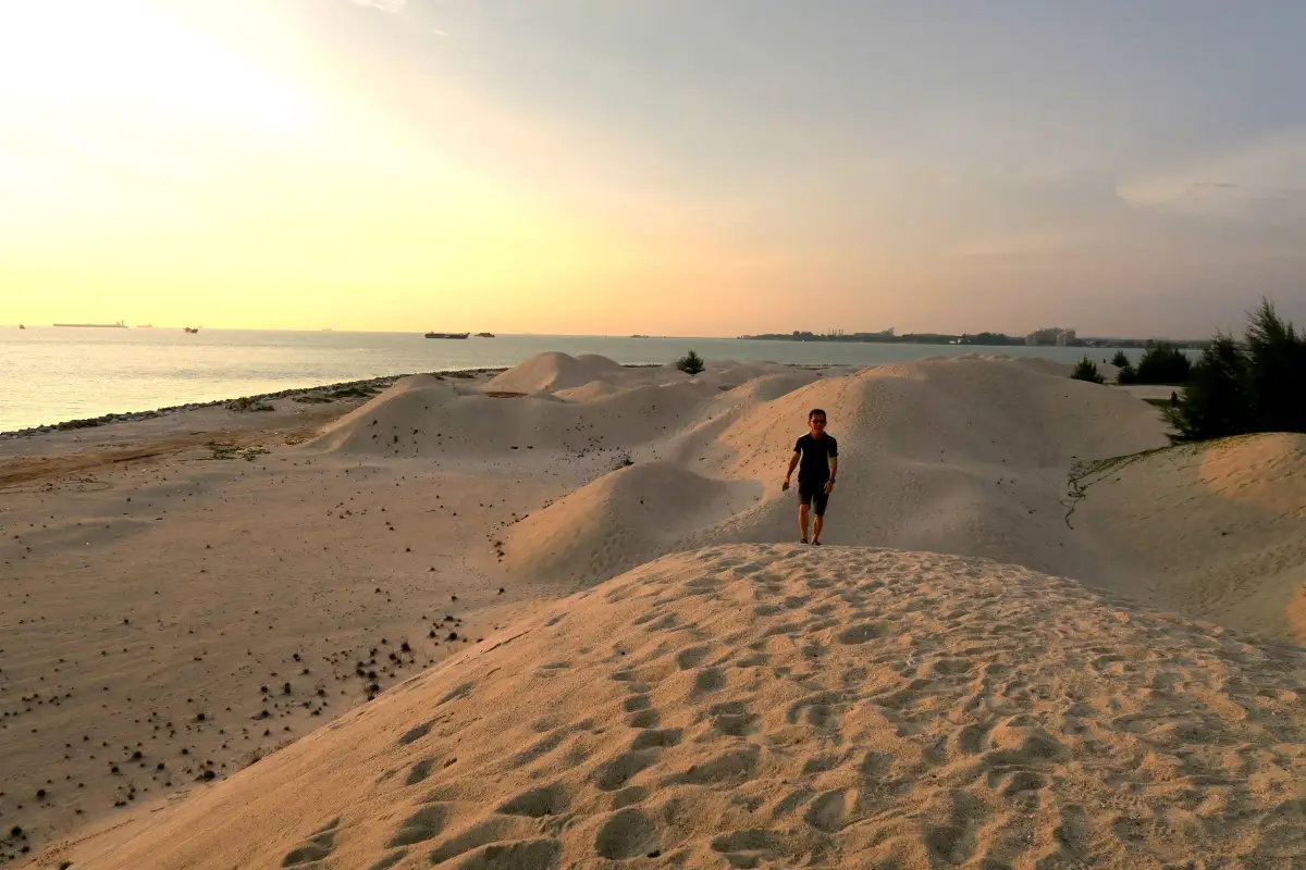 walking along Klebang Beach