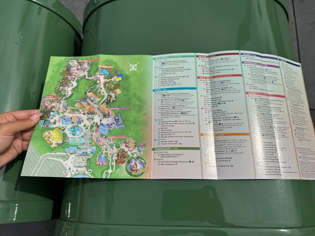 Disney's Hollywood Studios map showing themed areas and attractions