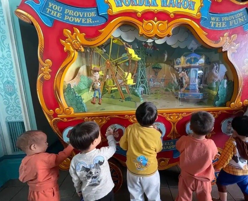 Children enjoying the Woody's Roundup attraction at Tokyo Disneyland
