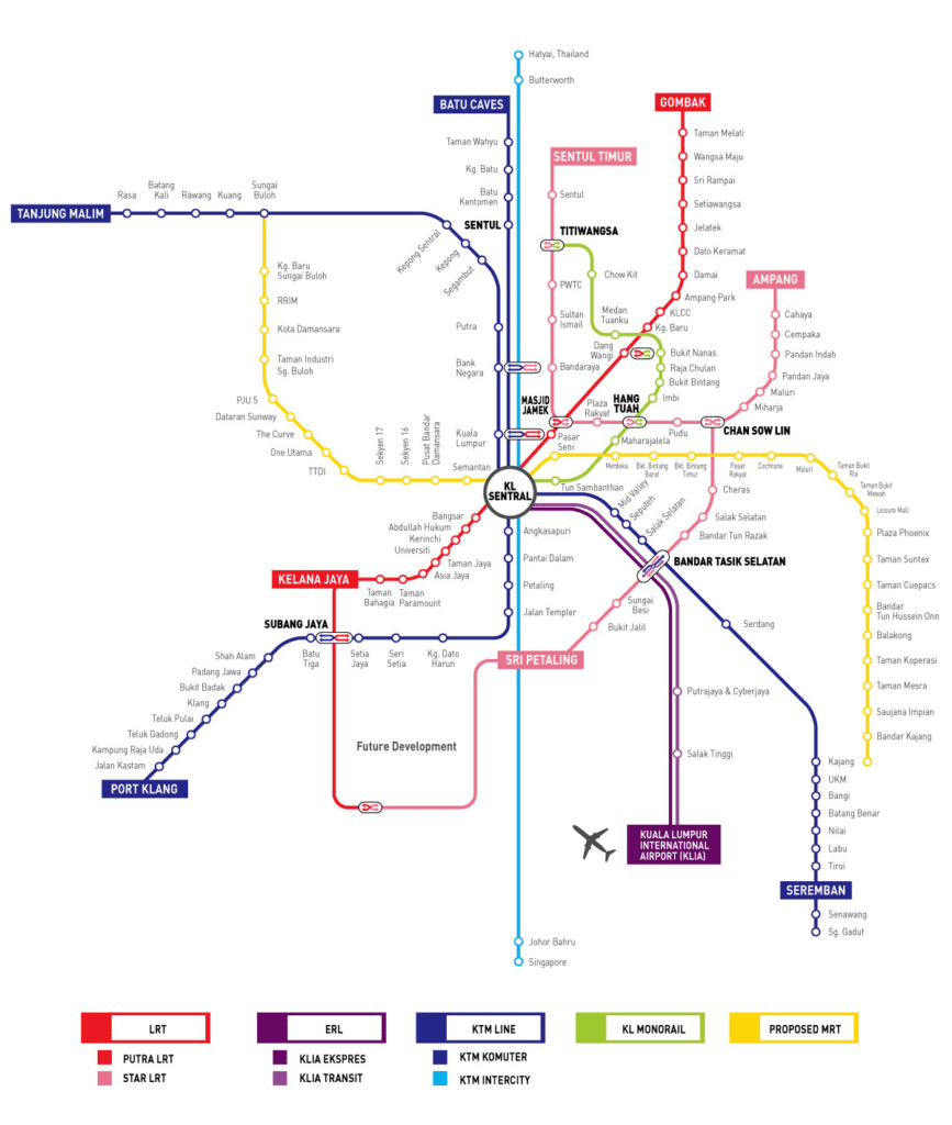 แผนที่รถไฟฟ้า กัวลาลัมเปอร์