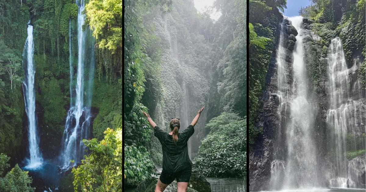 at the base of Sekumpul Waterfall