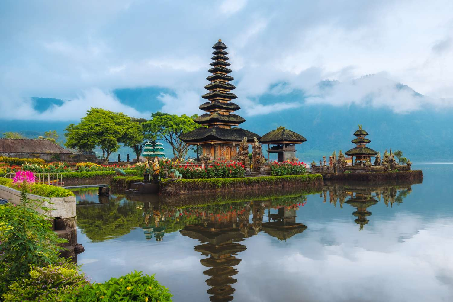 Balinese architecture over the river