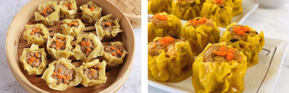 Gedämpfte Siu Mai im Bambuskörbchen