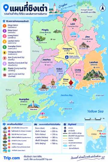 แผนที่ชิงเต่า 2569: รู้จักทุกโซน เที่ยวเองได้ ไม่ต้องพึ่งทัวร์ | Trip.com