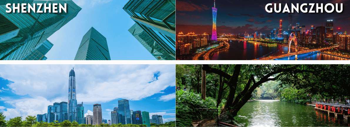 Comparativa visual entre los paisajes urbanos y parques de Shenzhen y Guangzhou