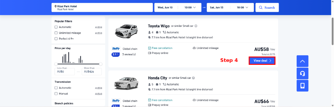 Review the rental details