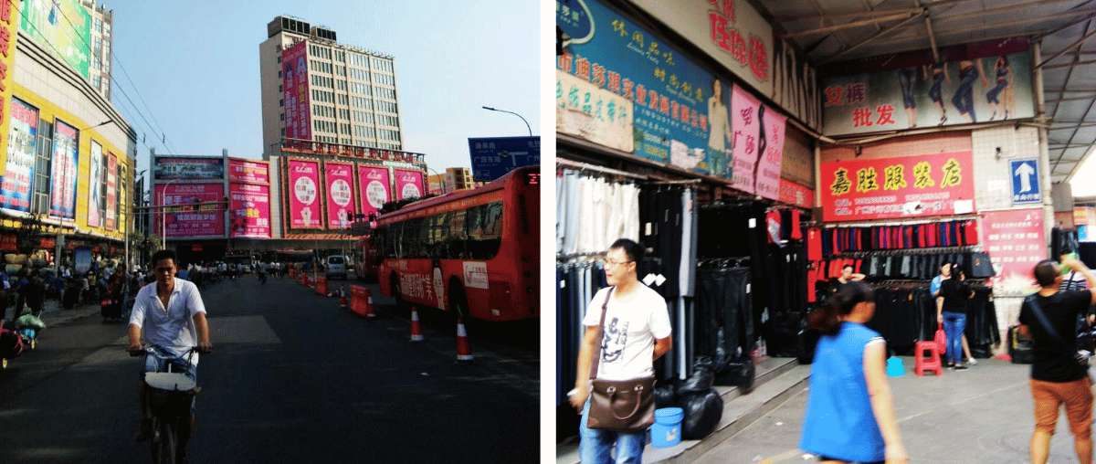 Zone commerciale de Shisanhang avec ses boutiques de vêtements en gros à Guangzhou